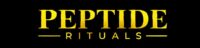 peptide rituals logo in bright gold lettering on a black background